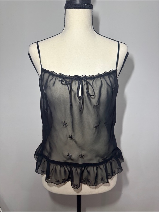 La SENZA Tops - La Senza Sheer Black Ruffle Hem Cami Tank Size Medium